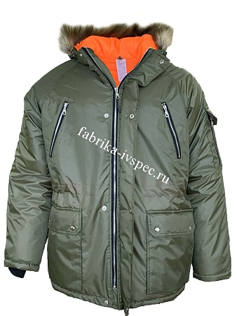 Зимняя рабочая куртка арт. 681-Алск (хаки, удлиненная) от &quot;Ивановская Фабрика Спецодежды&quot;