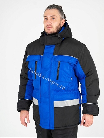 Зимняя рабочая куртка арт. 699 &quot;Blue Premium&quot; с СОП (синяя) от &quot;Ивановская Фабрика Спецодежды&quot;