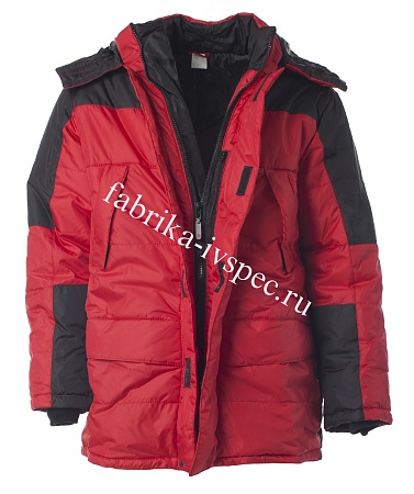 Зимняя рабочая куртка арт. 676-СТ (красный с черным) от &quot;Ивановская Фабрика Спецодежды&quot;