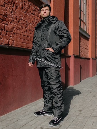 Зимняя рабочая куртка арт. 704-Албтрс, черная (оксфорд) от &quot;Ивановская Фабрика Спецодежды&quot;
