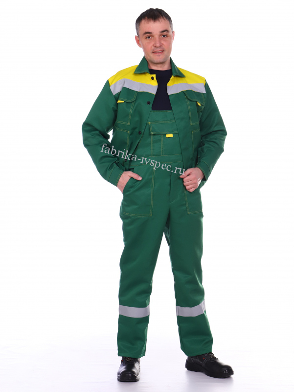 Летний костюм "Техник" (зеленый с желтым, п/к)