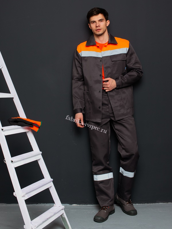 Летний костюм "Стандарт" (оранж. с серым, брюки) с СОП