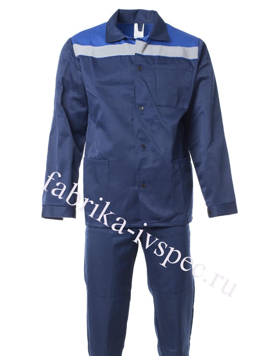Летний костюм «Стандарт» с СОП (синий с васильком, брюки)