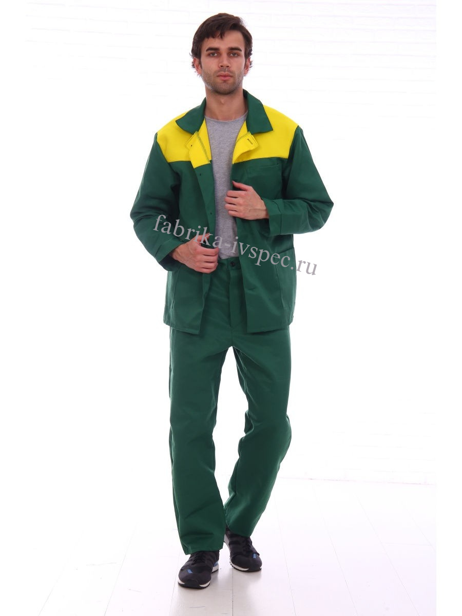 Летний костюм "Стандарт-2" (зеленый с желтым, брюки)