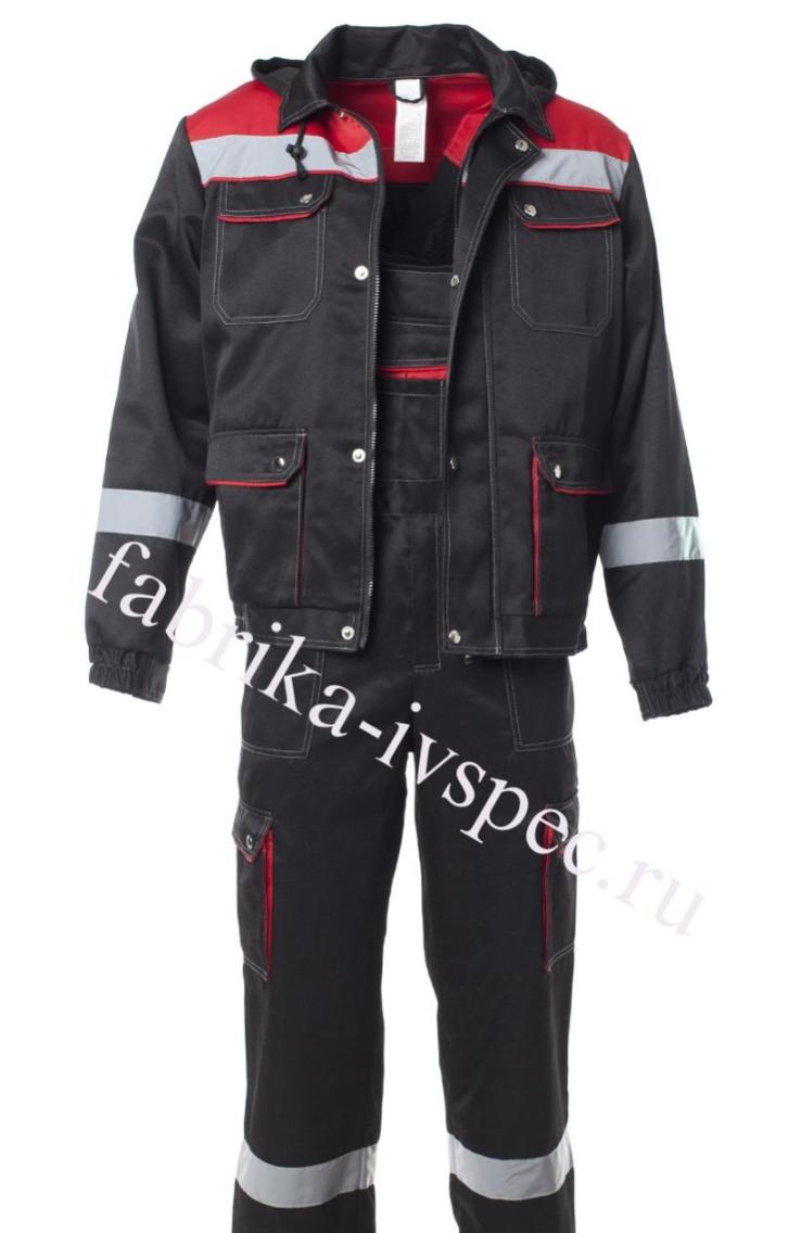 Летний костюм "Антей" с СОП (черный с красным, п/к)