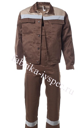 Летний рабочий костюм арт. 263-ПТМЛ с СОП (коричневый, п/к)