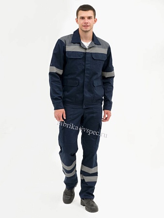 Летний рабочий костюм арт. 238-Крл-СТ118 с СОП (т.синий+серый, п/к)