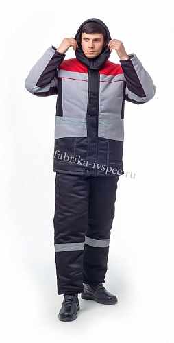 Зимняя куртка «Эксперт-СТ206» С СОП (смес., серый с красным) от &amp;quot;Ивановская Фабрика Спецодежды&amp;quot;