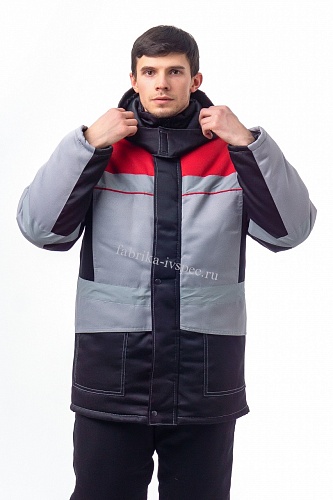 Зимняя куртка «Эксперт-СТ206» С СОП (смес., серый с красным) от &amp;quot;Ивановская Фабрика Спецодежды&amp;quot;