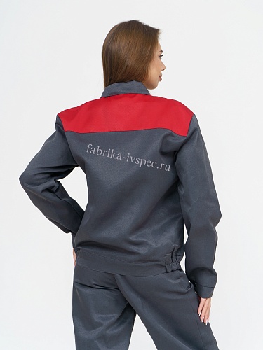 Летний женский рабочий костюм арт. 278-МстРц (п/к, серый с красным) от &amp;quot;Ивановская Фабрика Спецодежды&amp;quot;