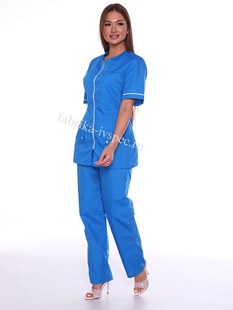 Костюм медицинский женский, тиси (короткий рукав, на молнии), арт. 463-А98, бирюза от "Ивановская Фабрика Спецодежды"
