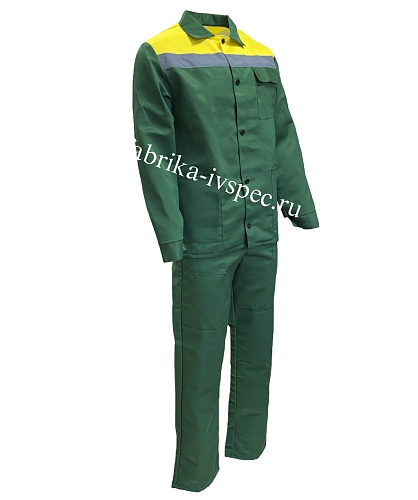 Летний костюм «Стандарт» с СОП (зеленый с желтым, брюки) от &amp;quot;Ивановская Фабрика Спецодежды&amp;quot;