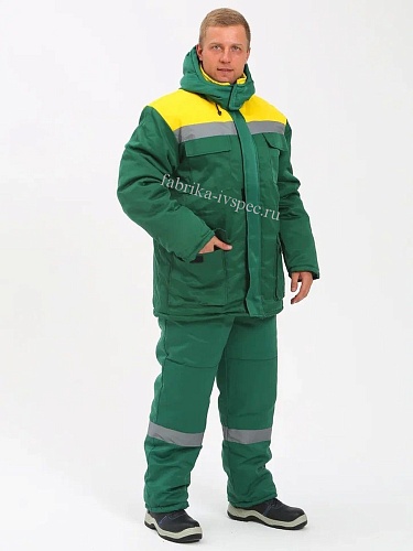 Зимний рабочий костюм арт. 618-Брн с СОП (п/к), зеленый с желтым от &amp;quot;Ивановская Фабрика Спецодежды&amp;quot;