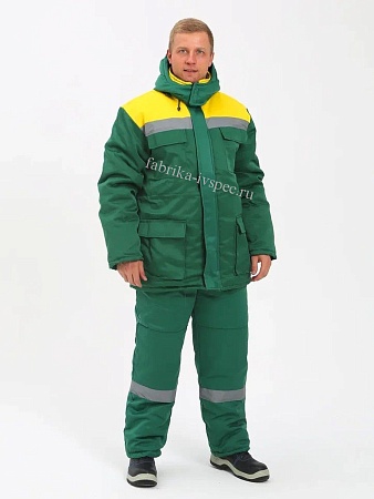 Зимний рабочий костюм арт. 618-Брн с СОП (п/к), зеленый с желтым от &quot;Ивановская Фабрика Спецодежды&quot;