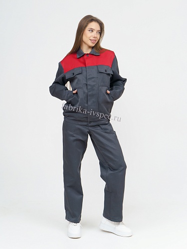 Летний женский рабочий костюм арт. 278-МстРц (п/к, серый с красным) от &amp;quot;Ивановская Фабрика Спецодежды&amp;quot;