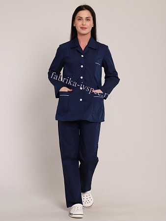 Костюм медицинский женский, тиси (короткий рукав, на пуговицах), арт. 800-А-МР, темно-синий от "Ивановская Фабрика Спецодежды"