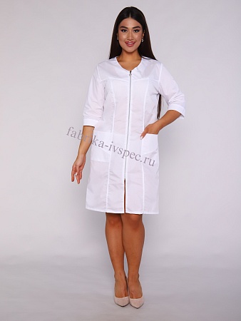 Халат медицинский женский, тиси (на молнии), арт. 810-А124 белый