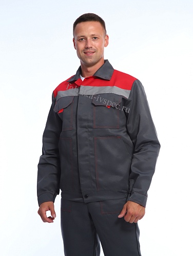 Летний рабочий костюм арт. 208-ТхнК (серый с красным, п/к) от &amp;quot;Ивановская Фабрика Спецодежды&amp;quot;