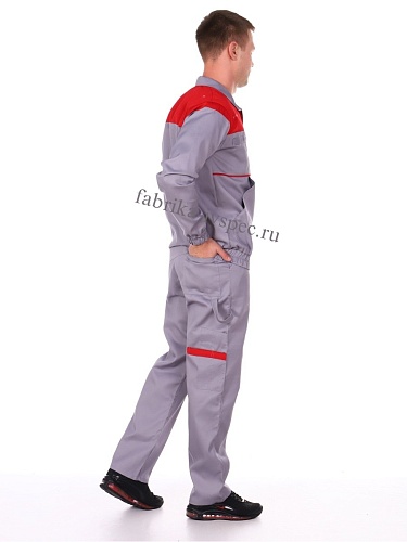 Летний костюм &amp;quot;Рекорд&amp;quot; (куртка+п/к), серый с красным от &amp;quot;Ивановская Фабрика Спецодежды&amp;quot;