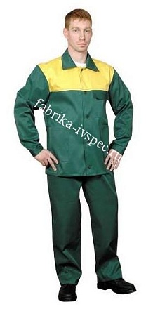 Летний рабочий костюм стандартный арт. 162-СТ (зеленый с желтым, брюки)