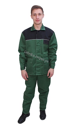 Летний рабочий костюм арт. 132-ПРК (брюки, зеленый с черным)