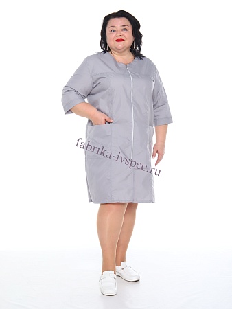 Халат медицинский женский, тиси (на молнии), арт. 811-А124 серый от "Ивановская Фабрика Спецодежды"
