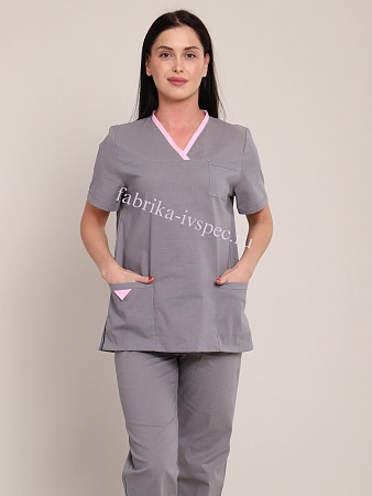 Костюм медицинский женский, бязь (короткий рукав), арт. 803-А-R, серый от "Ивановская Фабрика Спецодежды"