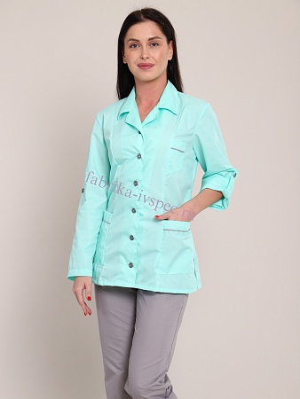 Костюм медицинский женский, тиси (короткий рукав, на пуговицах), арт. 801-А-МР, лазурь/серый от "Ивановская Фабрика Спецодежды"