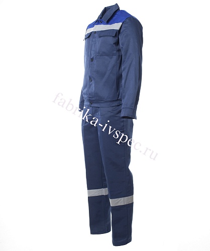 Летний костюм «Стандарт-2» с СОП (синий с васильком, п/к) от &amp;quot;Ивановская Фабрика Спецодежды&amp;quot;