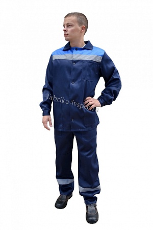 Летний рабочий костюм стандартный арт. 161-СТ с СОП (синий с васильком, брюки, усиленный)