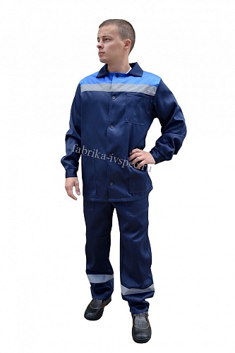 Летний рабочий костюм стандартный арт. 161-СТ с СОП (синий с васильком, брюки, усиленный) от &amp;quot;Ивановская Фабрика Спецодежды&amp;quot;