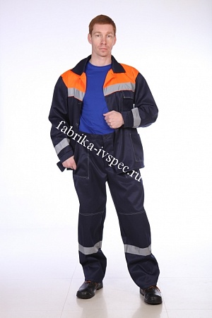 Летний рабочий костюм стандартный  арт. 128-СТ (оранж. с синим, брюки)