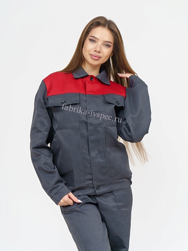 Летний женский рабочий костюм арт. 278-МстРц (п/к, серый с красным) от &amp;quot;Ивановская Фабрика Спецодежды&amp;quot;