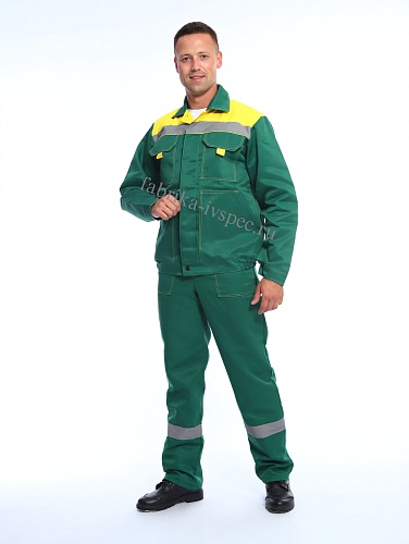 Летний рабочий костюм арт. 206-ТхнК (зеленый с желтым, п/к) от &amp;quot;Ивановская Фабрика Спецодежды&amp;quot;