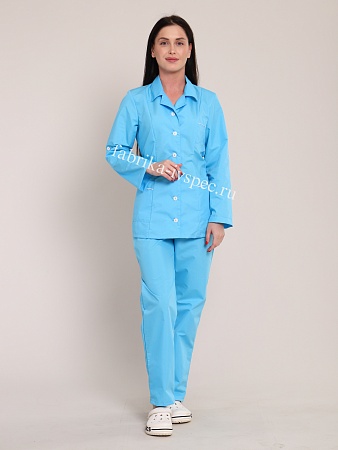 Костюм медицинский женский, тиси (короткий рукав, на пуговицах), арт. 468-А-МР, голубой от "Ивановская Фабрика Спецодежды"
