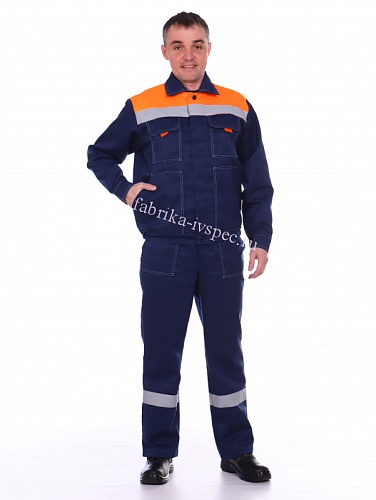 Летний костюм &amp;quot;Техник&amp;quot; (оранж. с синим, п/к) от &amp;quot;Ивановская Фабрика Спецодежды&amp;quot;
