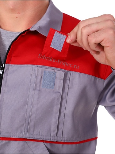 Летний костюм &amp;quot;Рекорд&amp;quot; (куртка+п/к), серый с красным от &amp;quot;Ивановская Фабрика Спецодежды&amp;quot;