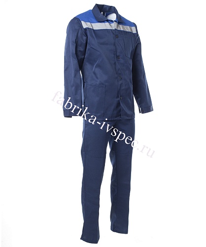Летний костюм «Стандарт» с СОП (синий с васильком, брюки) от &amp;quot;Ивановская Фабрика Спецодежды&amp;quot;