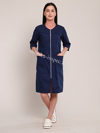 Халат медицинский женский, тиси (на молнии), арт. 812-А124 темно-синий от "Ивановская Фабрика Спецодежды"