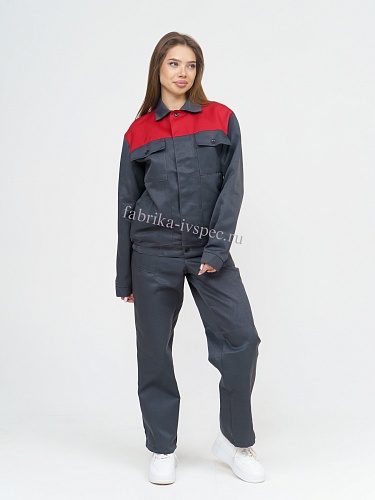 Летний женский рабочий костюм арт. 278-МстРц (п/к, серый с красным) от &amp;quot;Ивановская Фабрика Спецодежды&amp;quot;