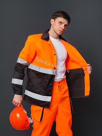 Летний рабочий костюм арт. 158-Трс, оранжевый с черным (брюки)