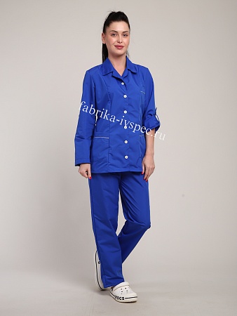 Костюм медицинский женский, тиси (короткий рукав, на пуговицах), арт. 467-А-МР, василек от "Ивановская Фабрика Спецодежды"