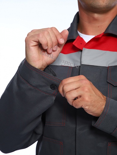 Летний рабочий костюм арт. 208-ТхнК (серый с красным, п/к) от &amp;quot;Ивановская Фабрика Спецодежды&amp;quot;