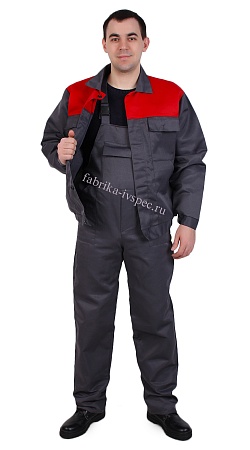 Летний рабочий костюм арт. 234-МстР (п/к, серый с красным)