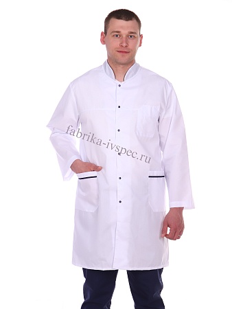 Халат медицинский мужской, Тиси (рукав длинный, на кнопках), арт. 820-А508 (белый) от "Ивановская Фабрика Спецодежды"