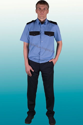 Летняя рубашка &amp;quot;Охранник&amp;quot; (короткий рукав, синяя) от &amp;quot;Ивановская Фабрика Спецодежды&amp;quot;