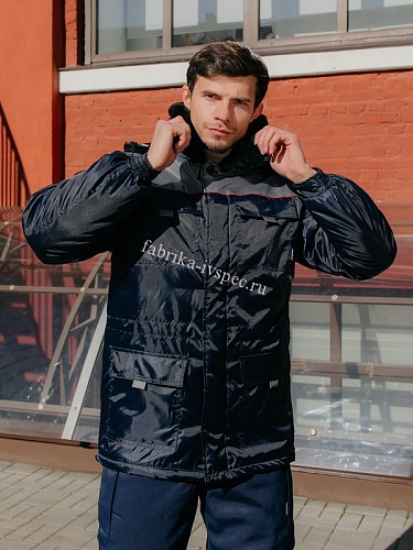 Зимняя куртка &amp;quot;Инженер&amp;quot;, синяя с серым (оксф.) от &amp;quot;Ивановская Фабрика Спецодежды&amp;quot;