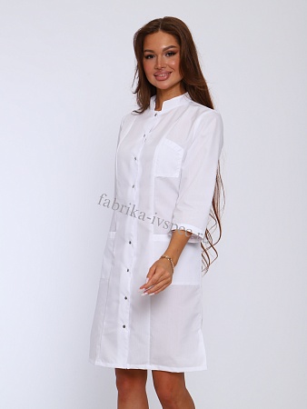 Халат медицинский женский, тиси (на пуговицах), арт. 817-А422 белый от "Ивановская Фабрика Спецодежды"