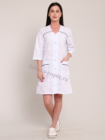 Халат медицинский женский, тиси (на пуговицах), арт. 819-А425 белый от "Ивановская Фабрика Спецодежды"