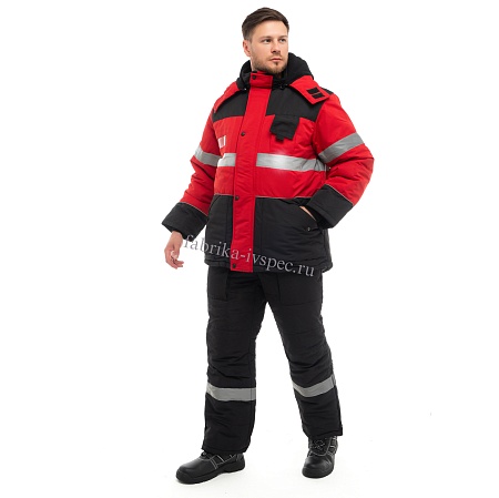 Зимний рабочий костюм арт. 749-НРД красный с СОП (п/к) от "Ивановская Фабрика Спецодежды"